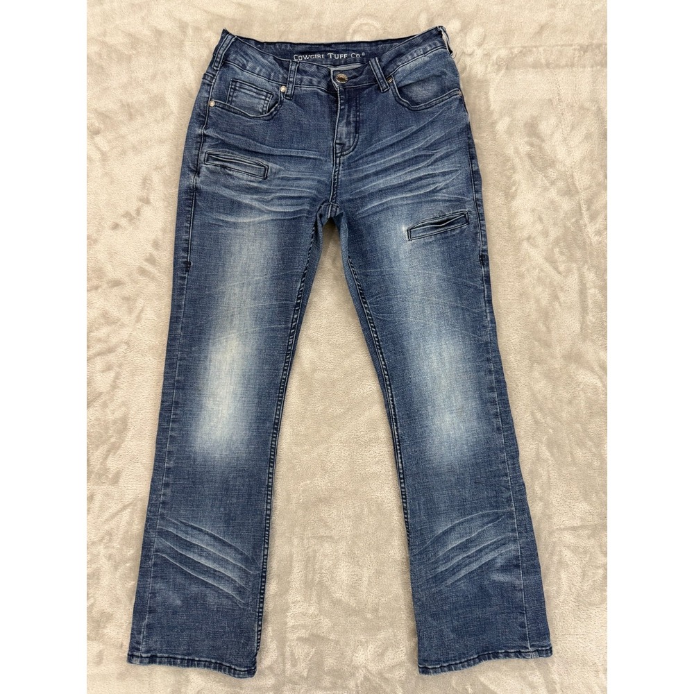 Cowgirl Tuff Jeans Women's W27 L31 Blue Summit Natural Waist Bootcut Western